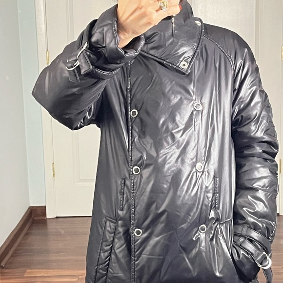 Martin Margiela black double breasted shiny trench coat size 6 - Picture 5 of 17